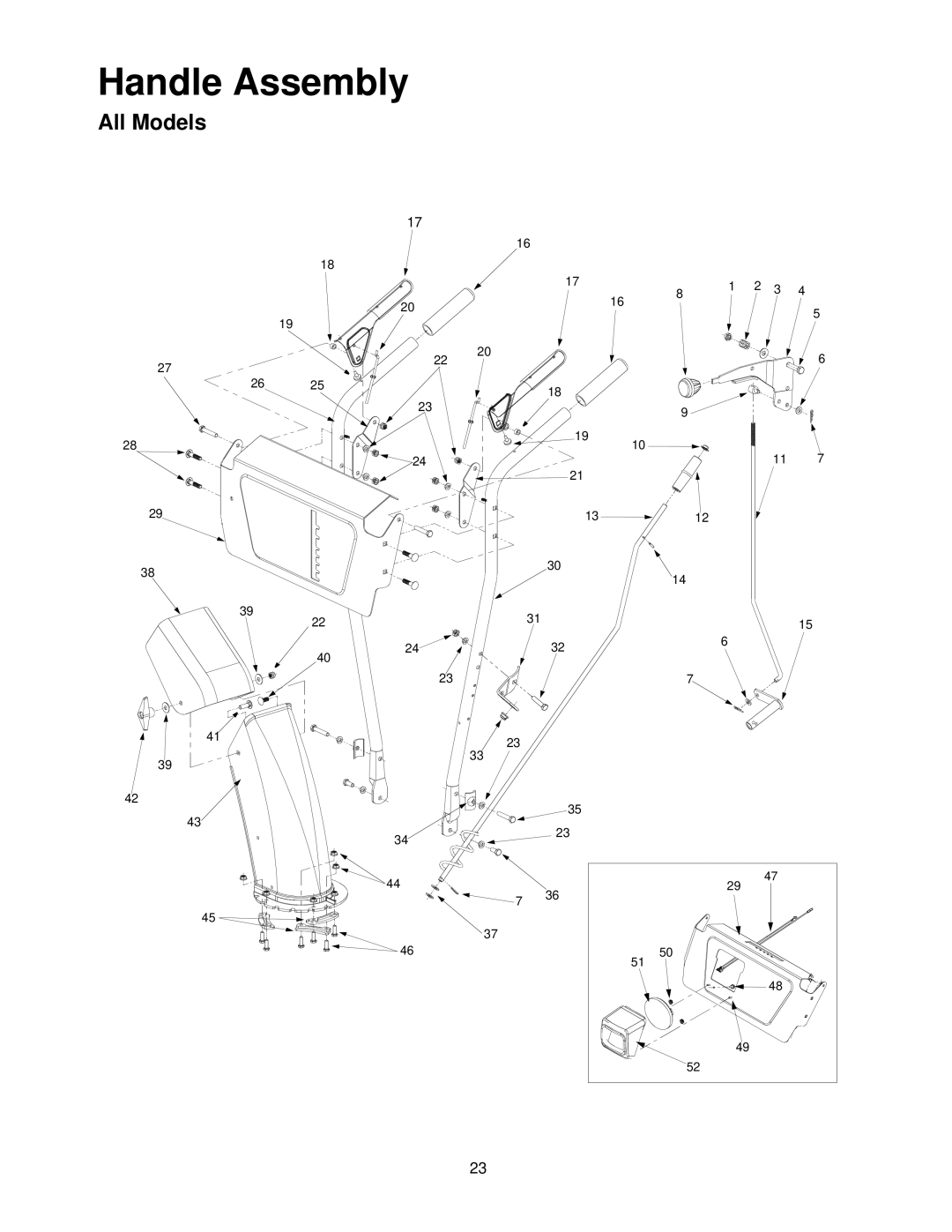 MTD E644E, E664F, E6A4E, E662H, E642E manual Handle Assembly 