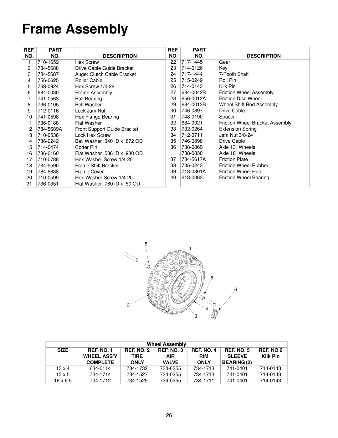 MTD E6A4E, E664F, E662H, E644E, E642E manual Size 