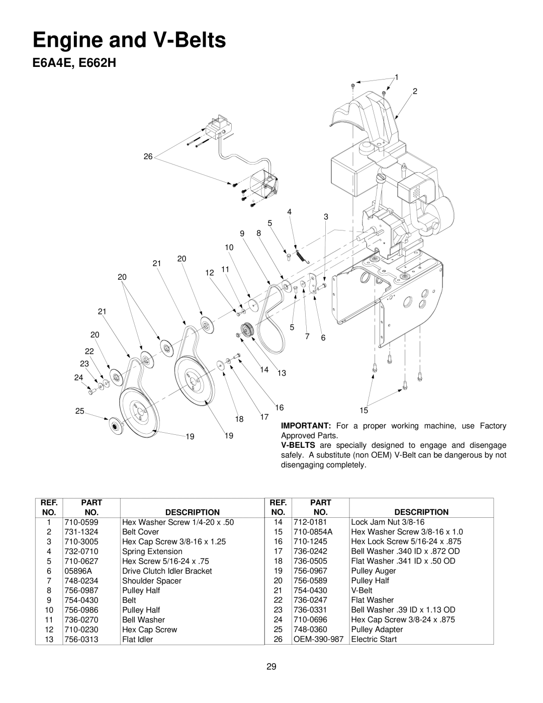 MTD E642E, E664F, E644E manual E6A4E, E662H 