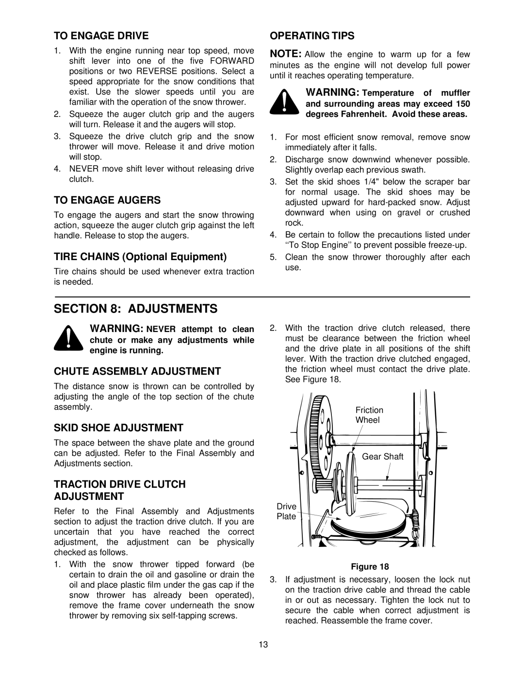 MTD E645E, E665E, 615 manual Adjustments 