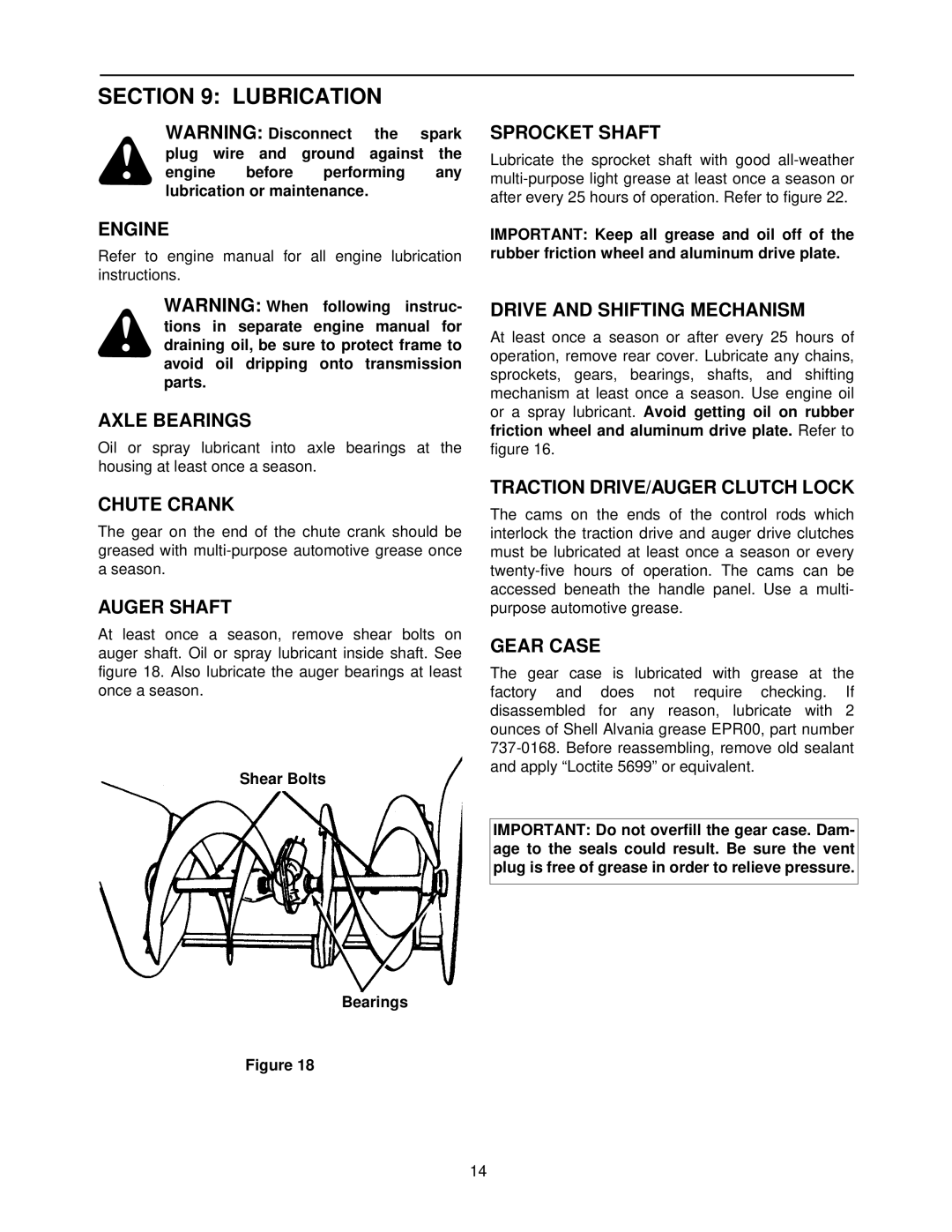 MTD E740, E760 manual Lubrication 