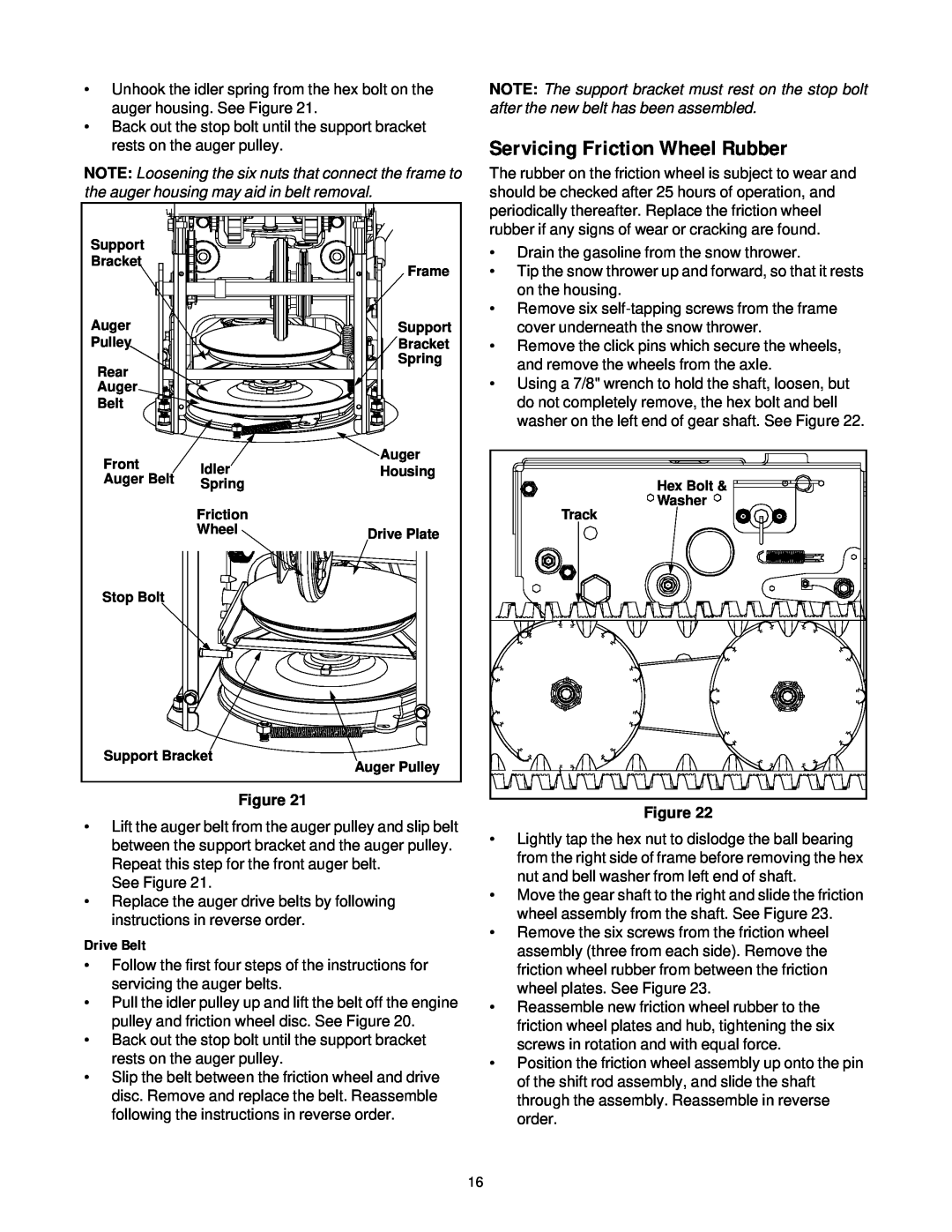 MTD E740F manual Servicing Friction Wheel Rubber, Drive Belt 