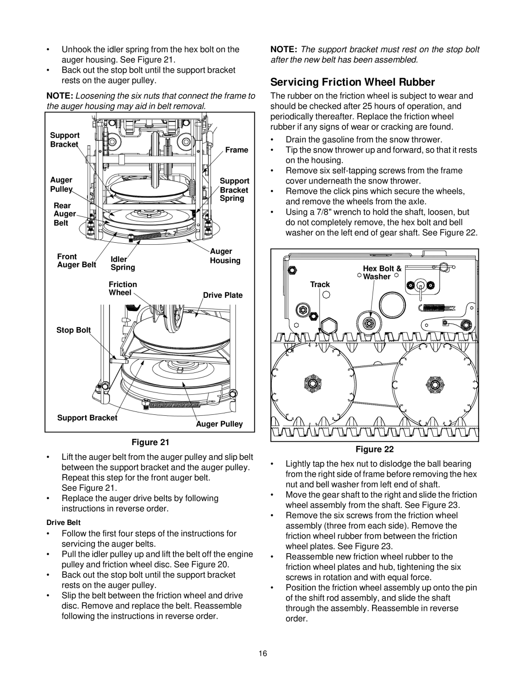 MTD E740F manual Servicing Friction Wheel Rubber, Drive Belt 