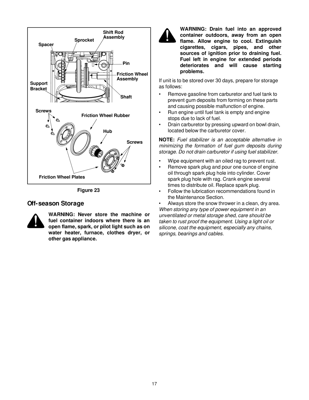 MTD E740F manual Off-season Storage 