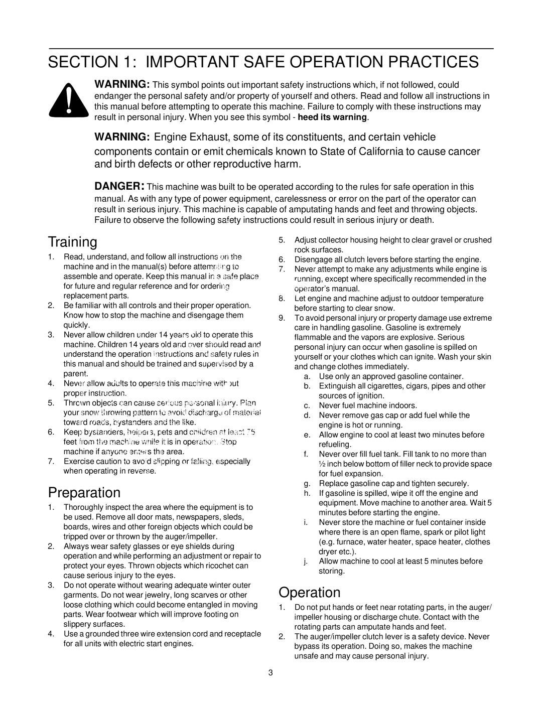 MTD E740F manual Important Safe Operation Practices, Training, Preparation 