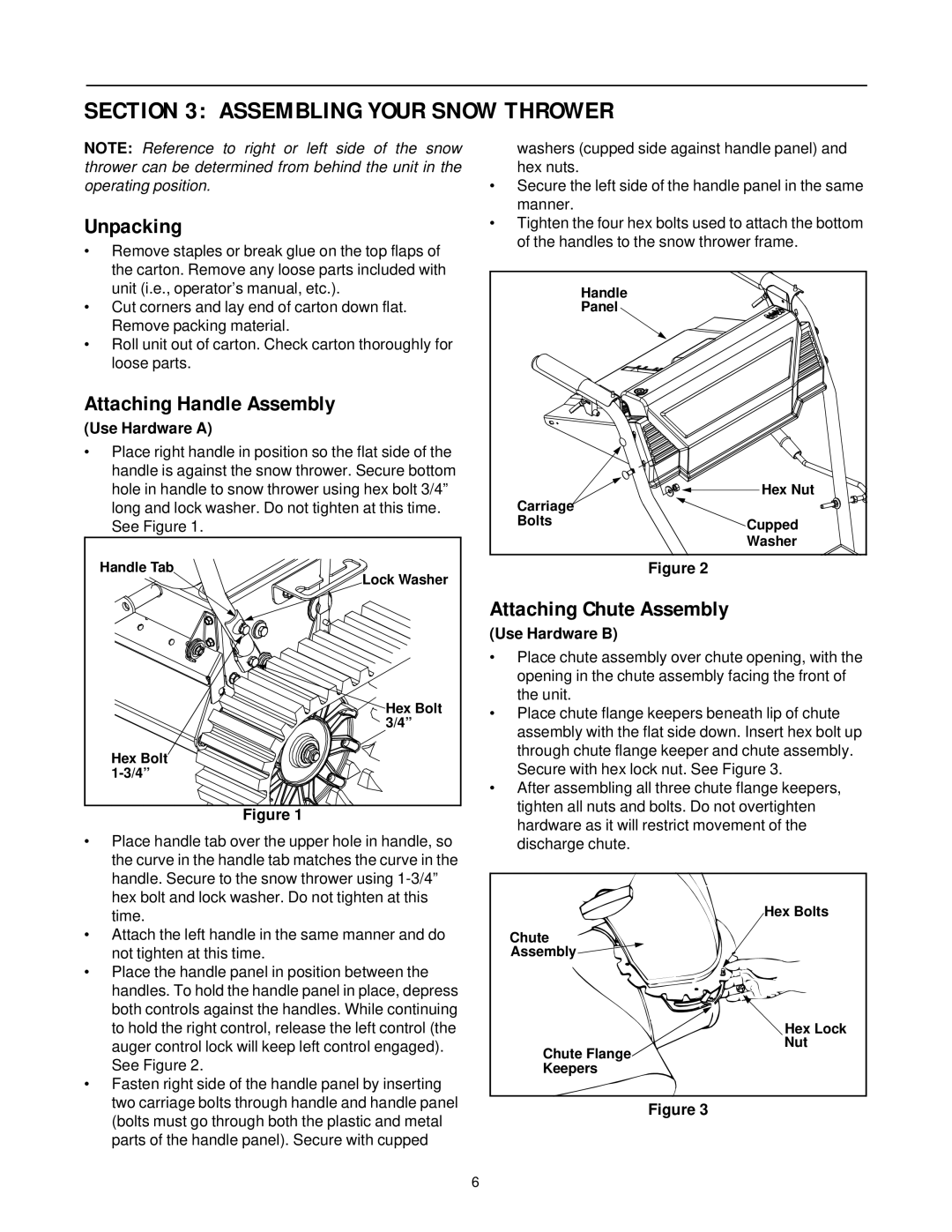 MTD E740F manual Assembling Your Snow Thrower, Unpacking, Attaching Handle Assembly, Attaching Chute Assembly 