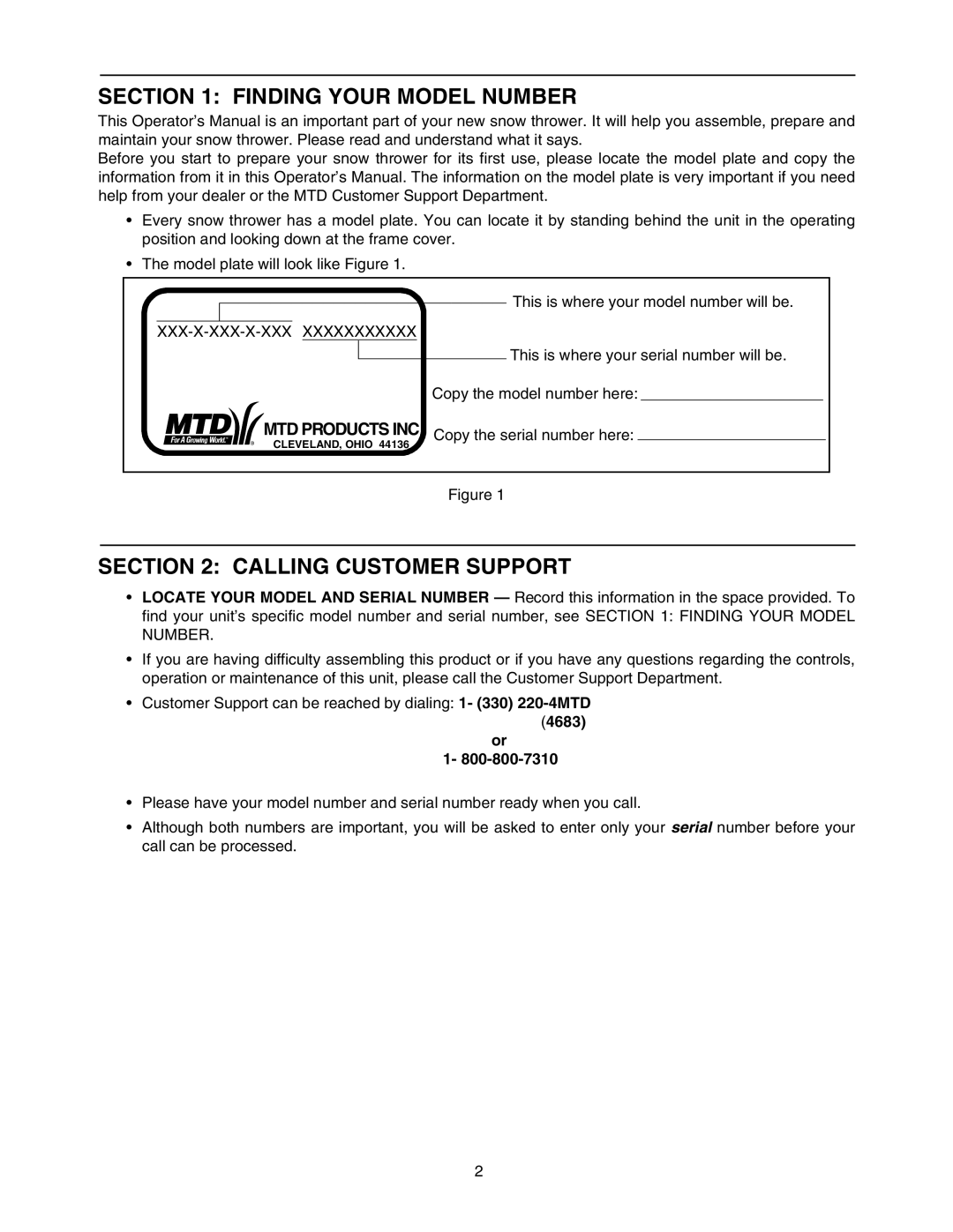 MTD E762F manual Finding Your Model Number, Calling Customer Support, 4683 