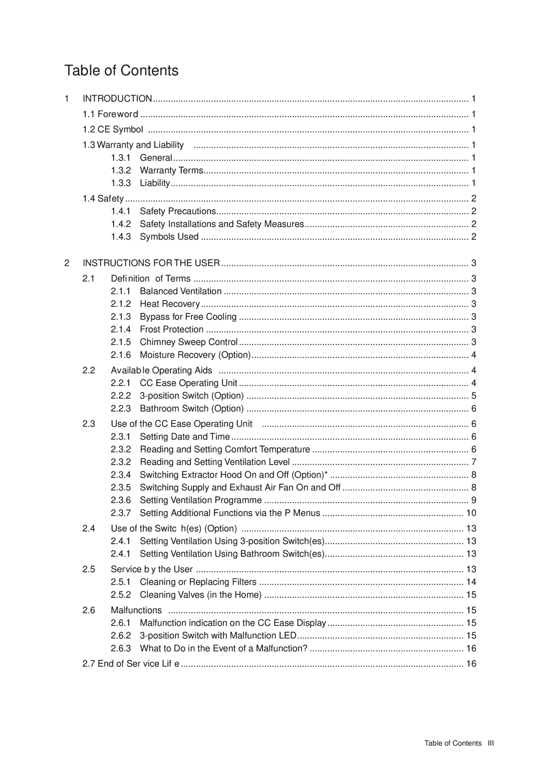 MTD ERV 350, ERV 365 manual Table of Contents 