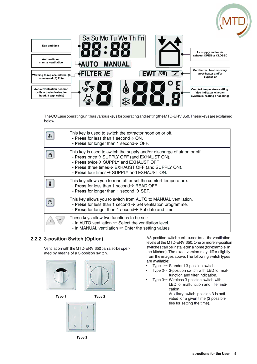 MTD ERV 350, ERV 365 manual 2 3-position Switch Option 