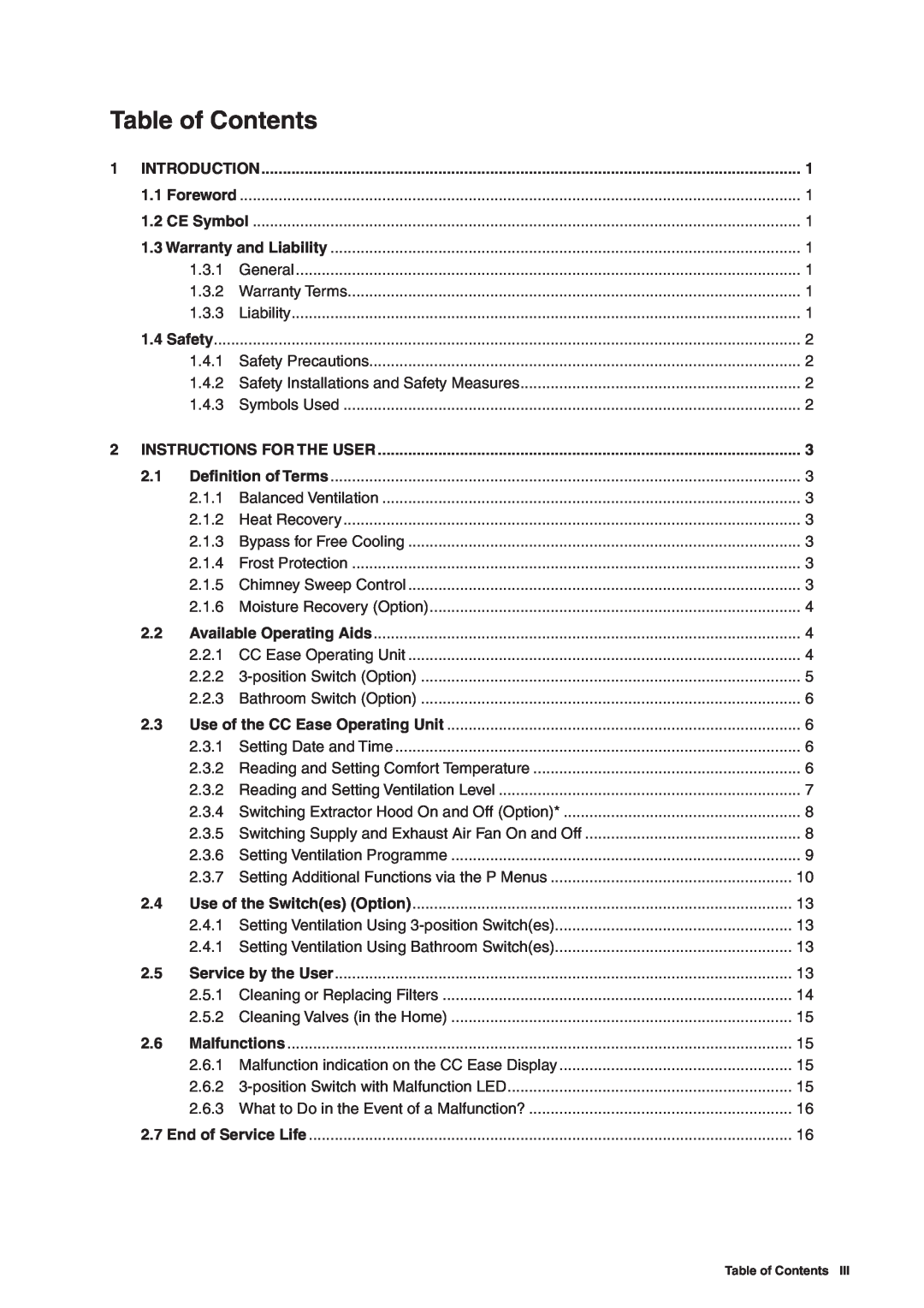 MTD ERV 350, ERV 365 manual Table of Contents 
