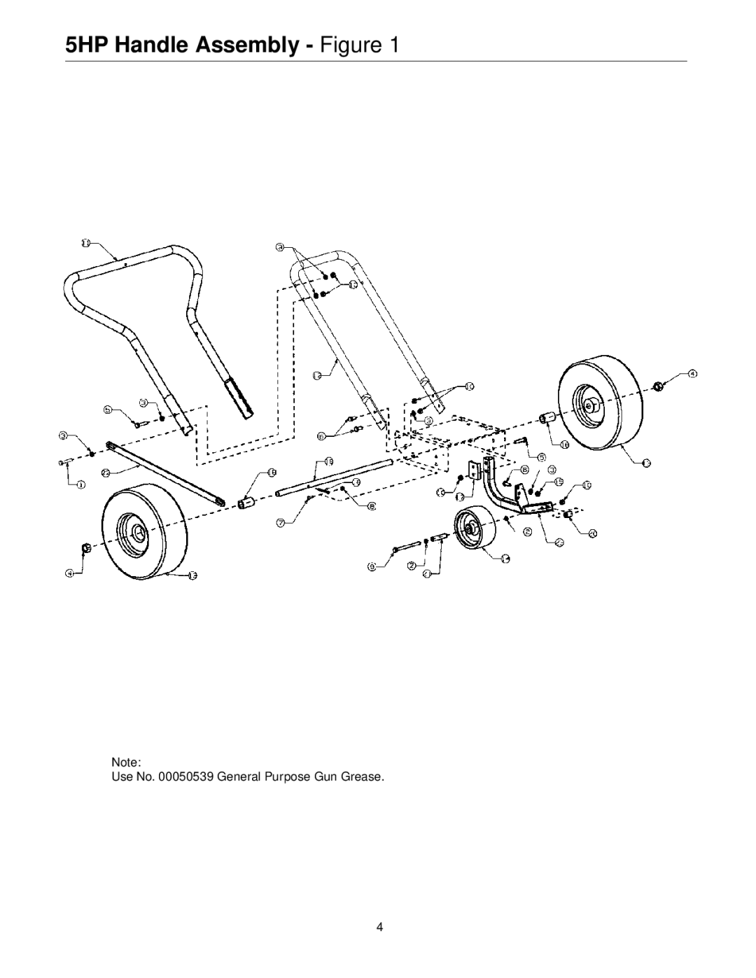 MTD F5, F8 manual 5HP Handle Assembly Figure 