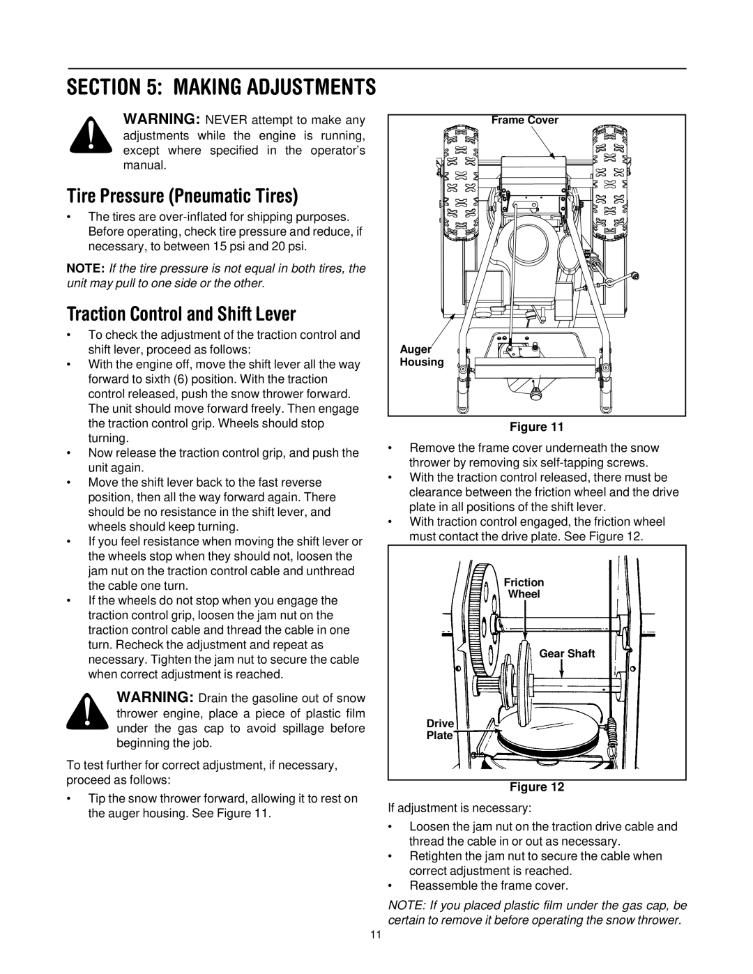 MTD H660G manual Tire Pressure Pneumatic Tires, Traction Control and Shift Lever 