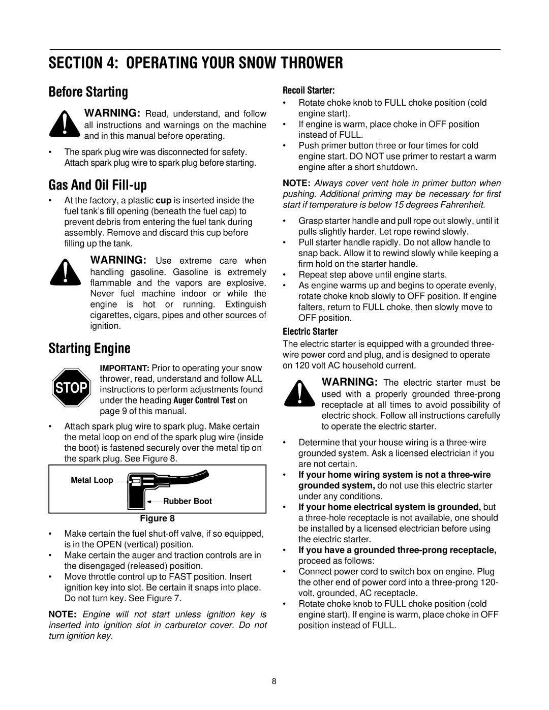 MTD H660G manual Operating Your Snow Thrower, Before Starting, Gas And Oil Fill-up, Starting Engine 