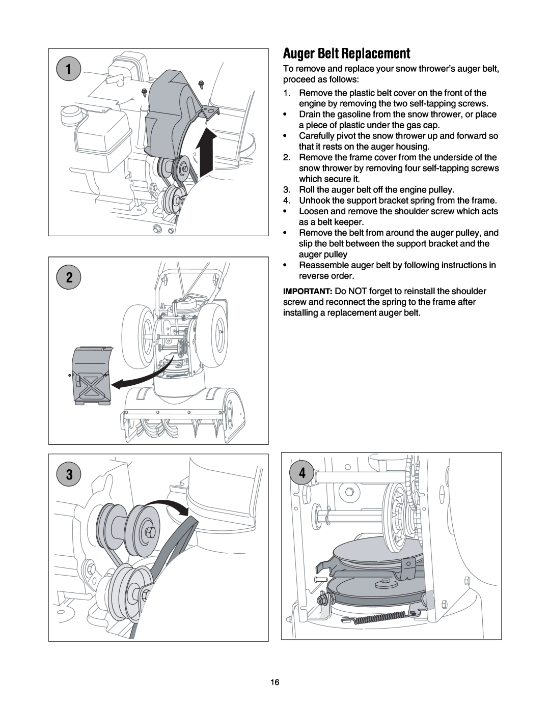 MTD L-Style manual Auger Belt Replacement 