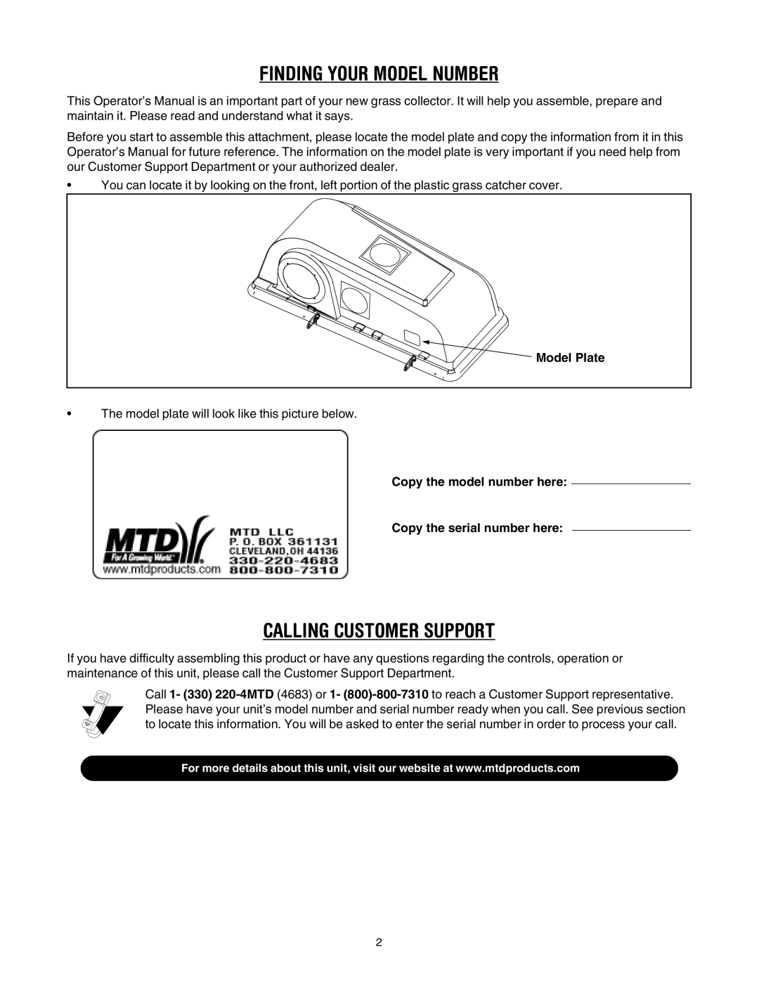 MTD Lawn Tracto manual Finding Your Model Number 