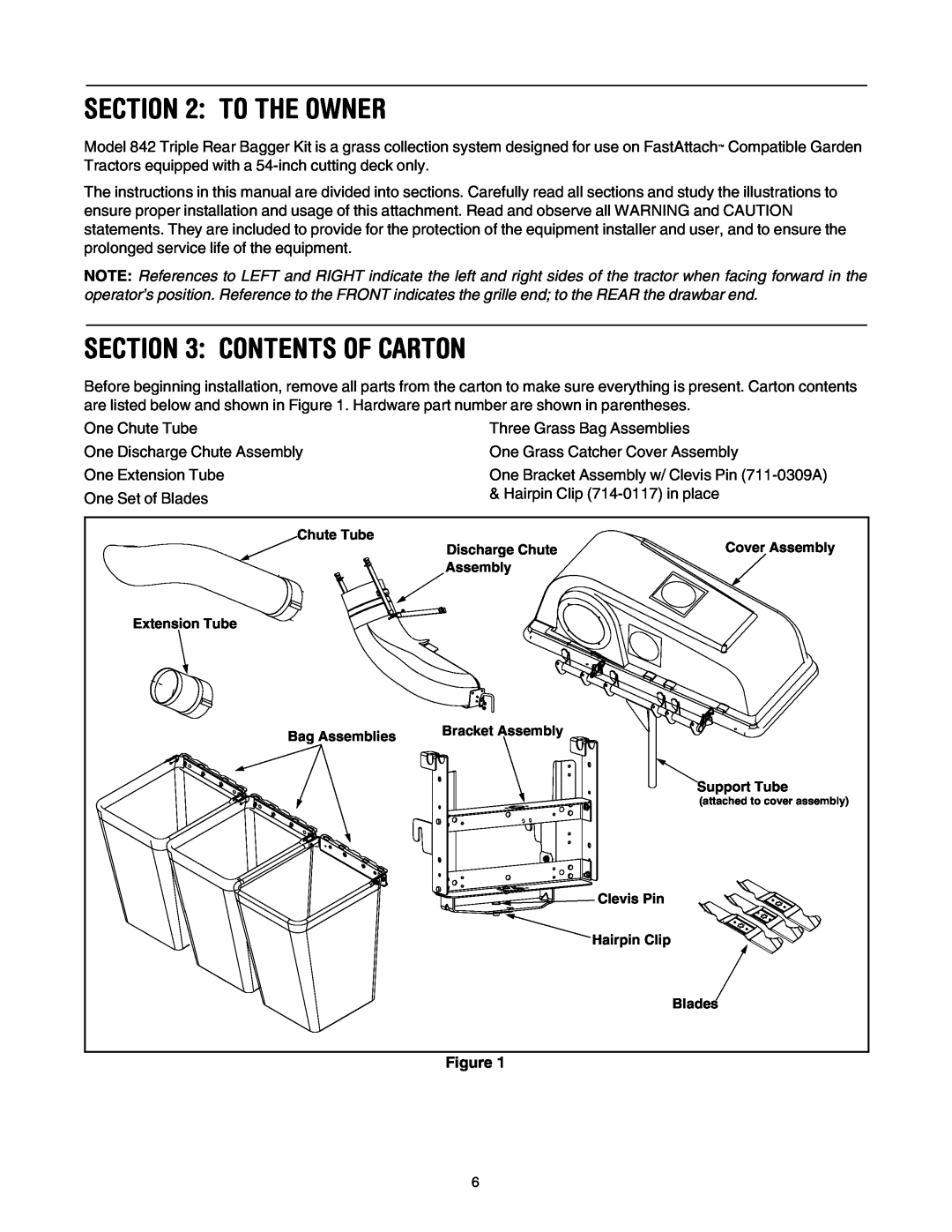 MTD Lawn Tracto manual To The Owner, Contents Of Carton 