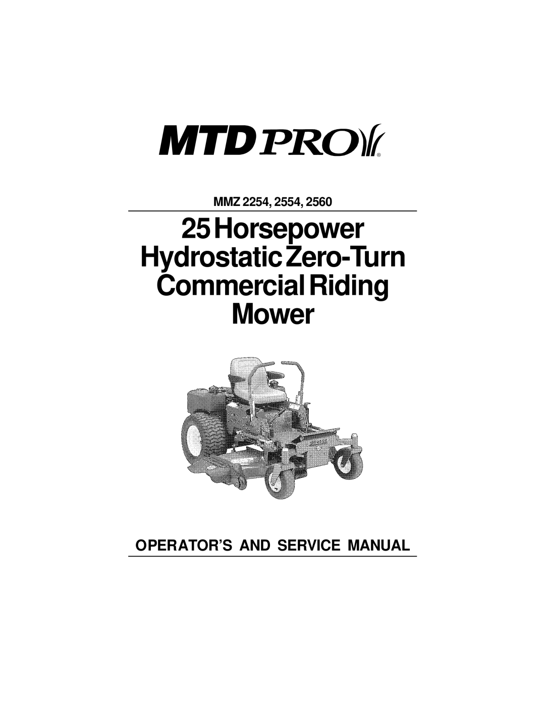 MTD MMZ 2560, MMZ 2554, MMZ 2254 service manual Commercial Riding Mower 