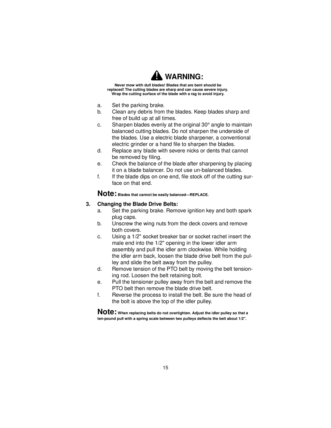 MTD MMZ 2554, MMZ 2560, MMZ 2254 service manual Changing the Blade Drive Belts 