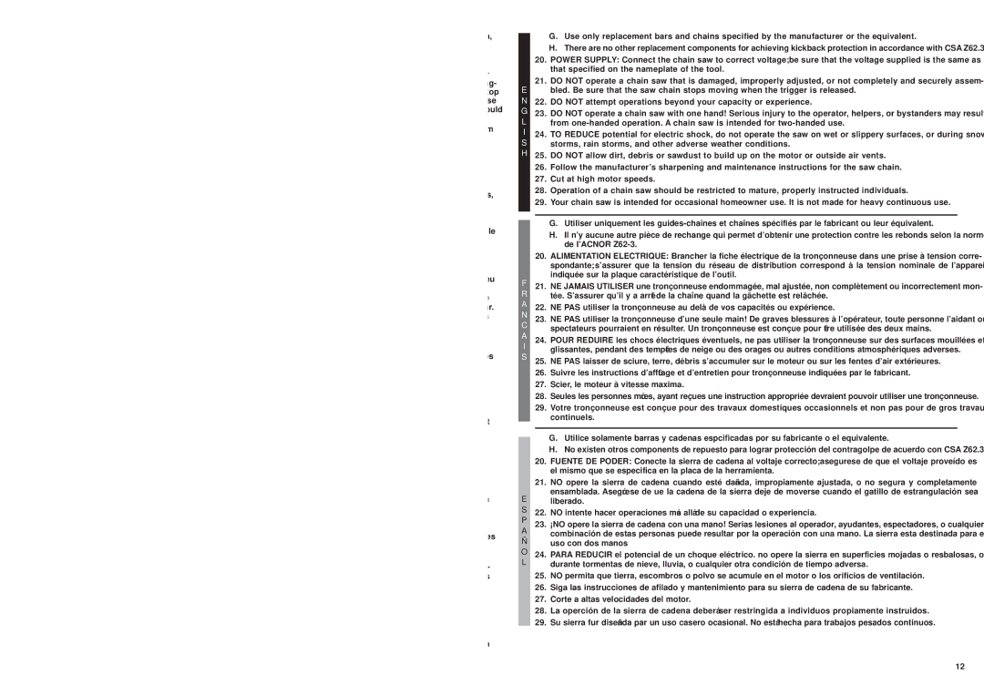 MTD ms1415, MS1210, MS1215 user manual Guard Against Kickback 