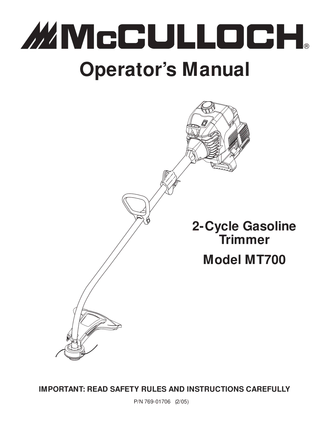 MTD MT700 manual Operator’s Manual 