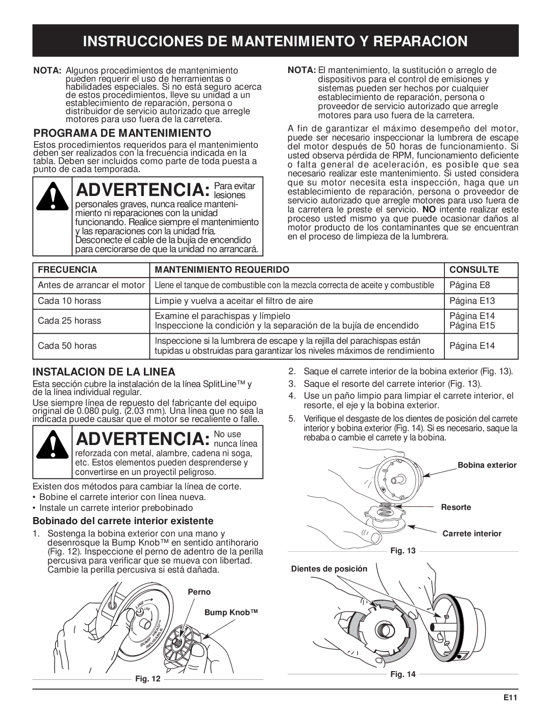 MTD MT700 manual Advertencia Para evitar, Advertencia No use, Instrucciones DE Mantenimiento Y Reparacion 