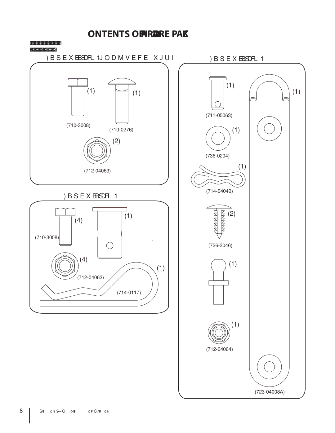 MTD OEM-190-180A, 19A30002000 manual Contents of Hardware Pack 