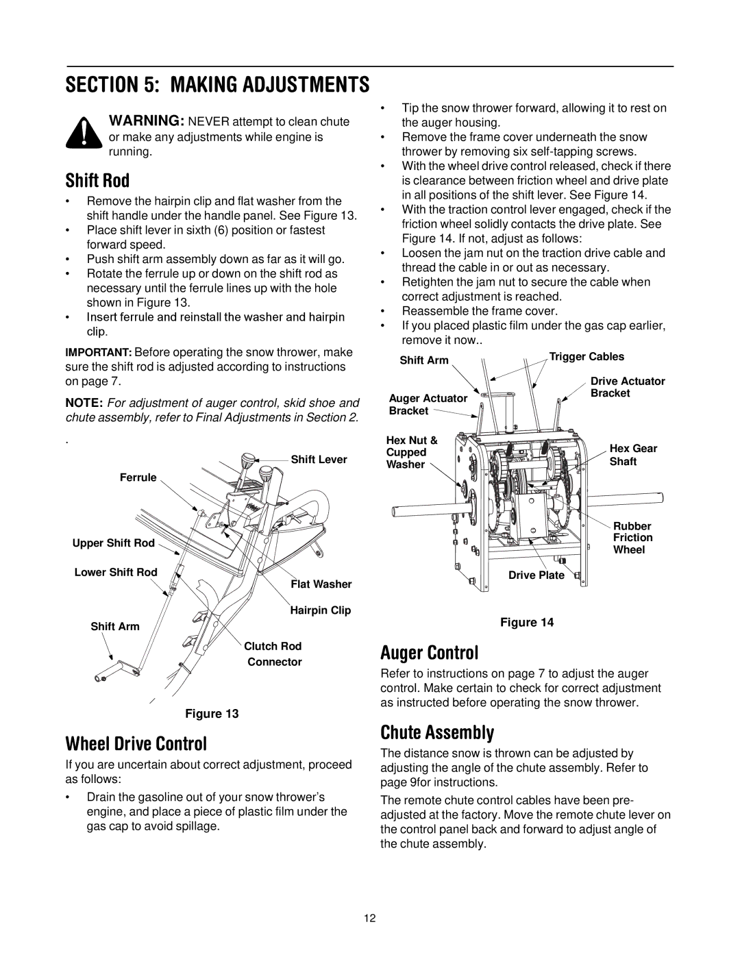 MTD OGST-3106 manual Shift Rod, Auger Control, Wheel Drive Control, Chute Assembly 