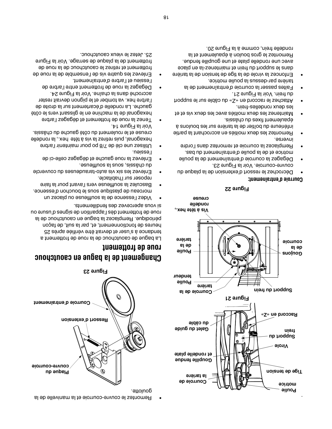 MTD OGST-3106 manual Frottement de roue, Caoutchouc en bague la de Changement, Goulotte 