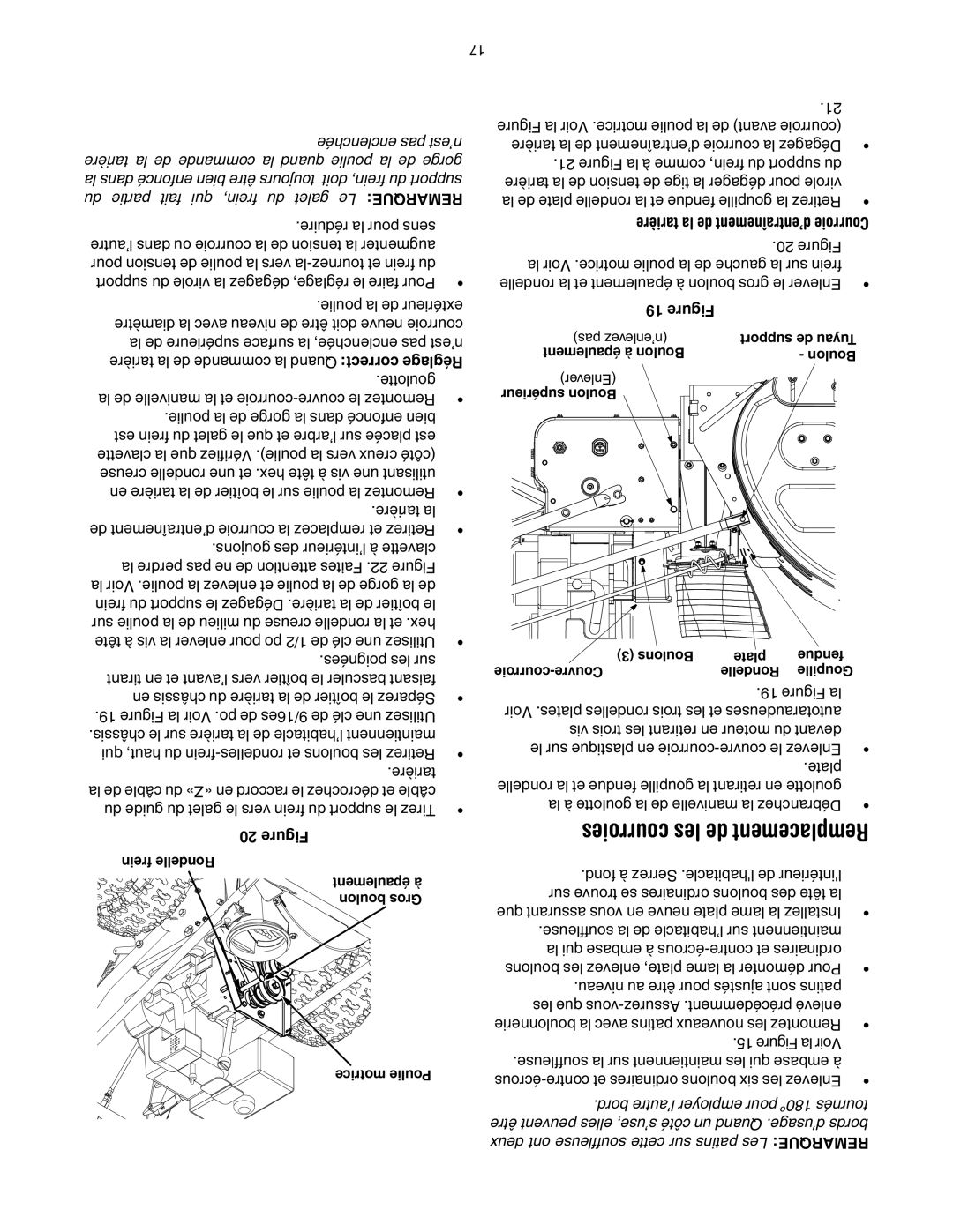 MTD OGST-3106 manual Courroies les de Remplacement 