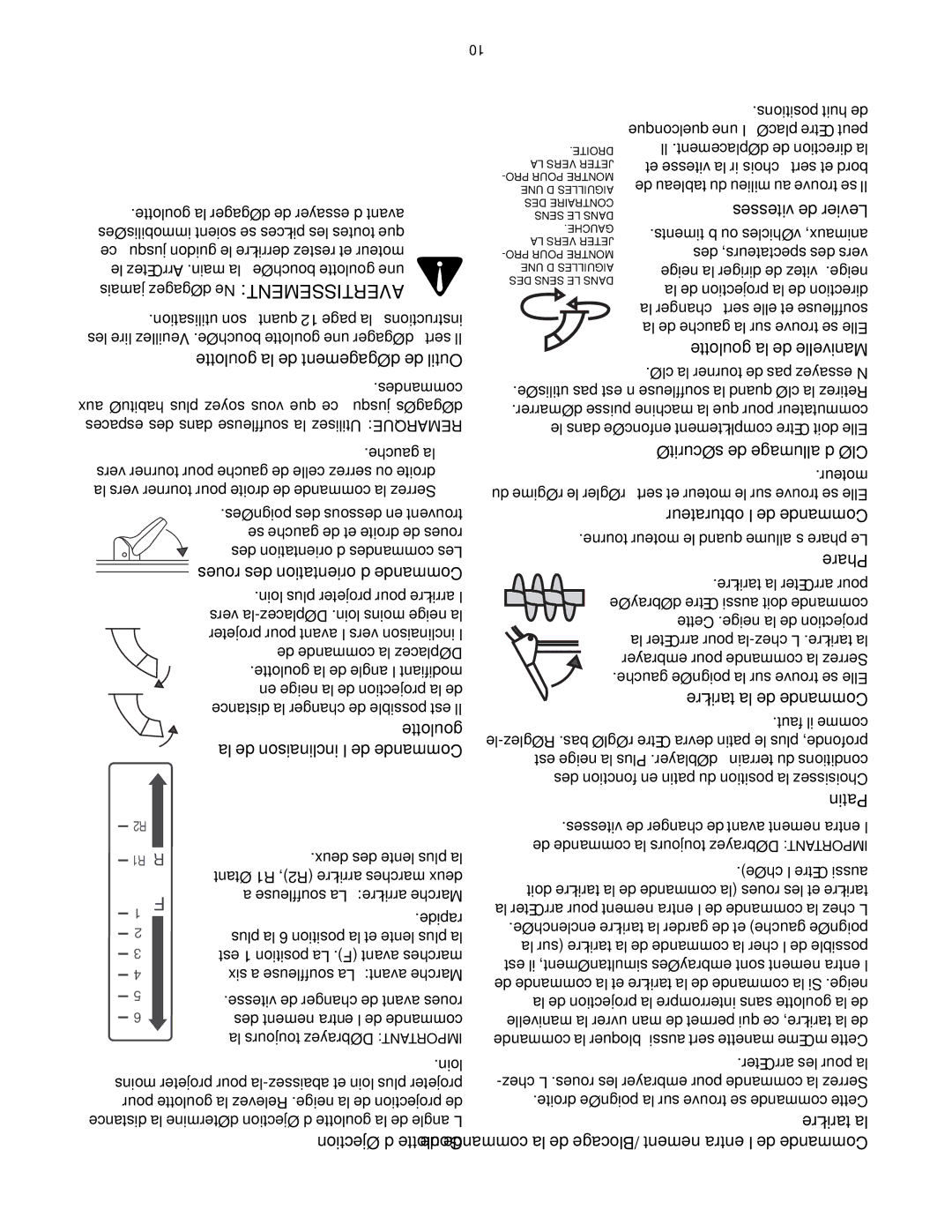 MTD OGST-3106 manual Vitesses de Levier 