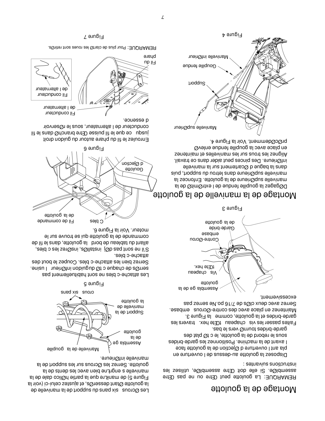 MTD OGST-3106 manual Goulotte la de manivelle la de Montage, Goulotte la de Montage, Excessivement 