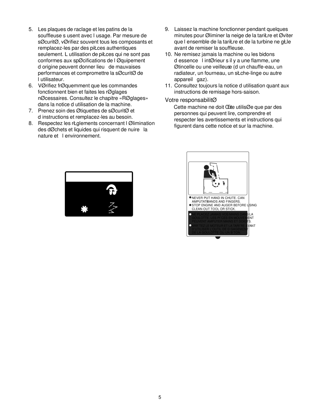 MTD OGST-3106 manual Responsabilité Votre 