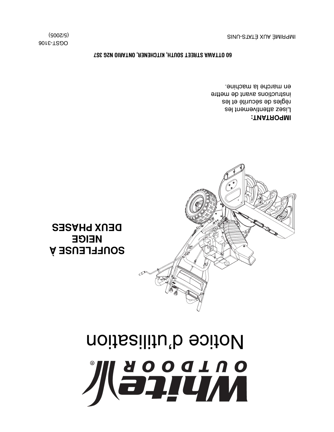 MTD OGST-3106 manual ’utilisation Notice 