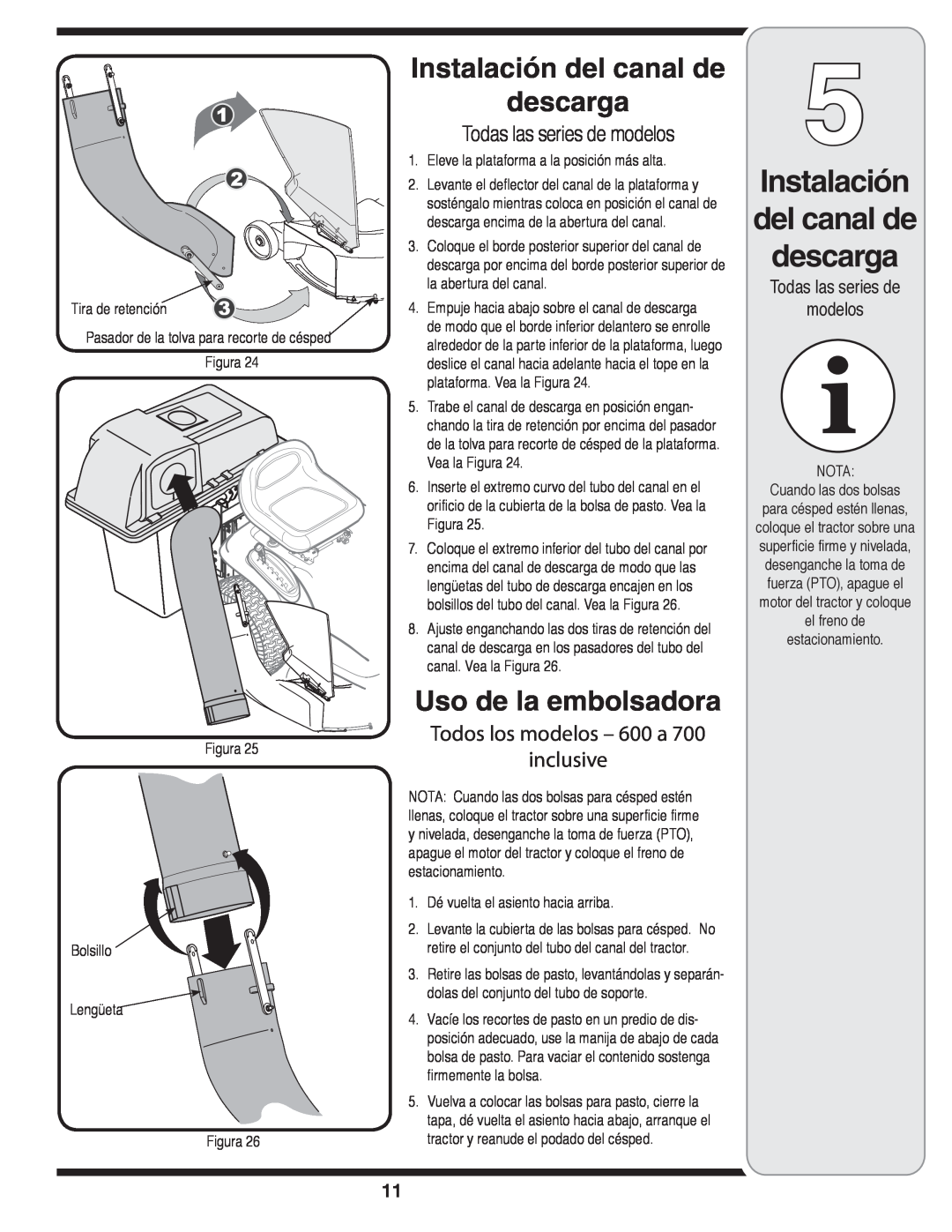 MTD OHD 190-180 warranty Uso de la embolsadora, Todas las series de modelos, Todos los modelos - 600 a inclusive 