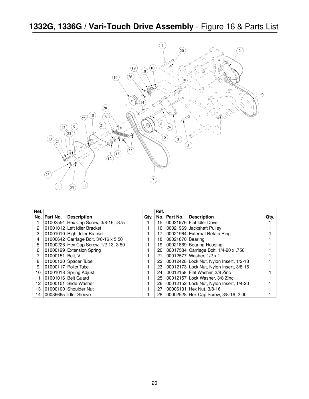 MTD PR-DLSW manual 1332G, 1336G / Vari-Touch Drive Assembly & Parts List 