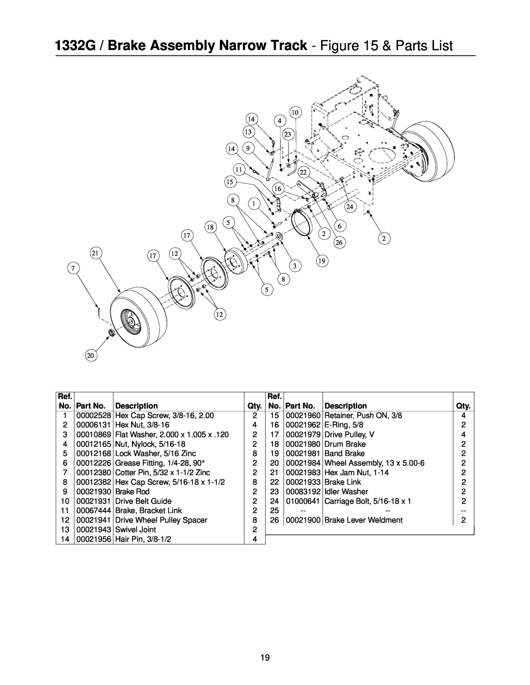 MTD PR-DLSW manual 1332G / Brake Assembly Narrow Track - & Parts List, Description 