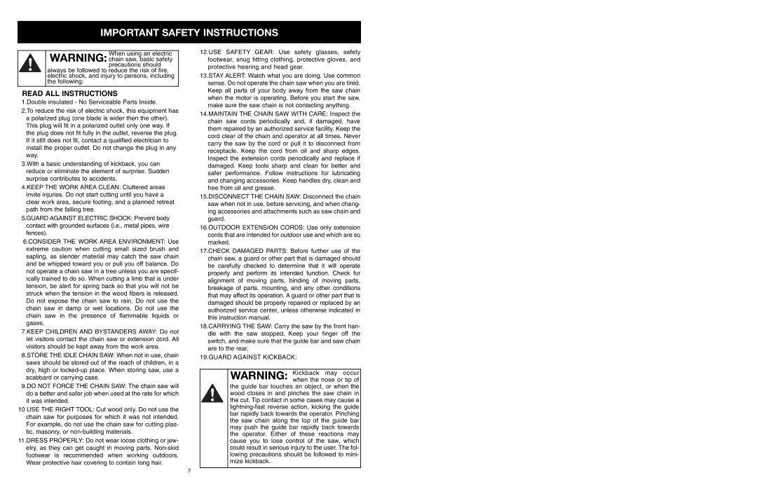 MTD PS manual Important Safety Instructions, Read ALL Instructions 