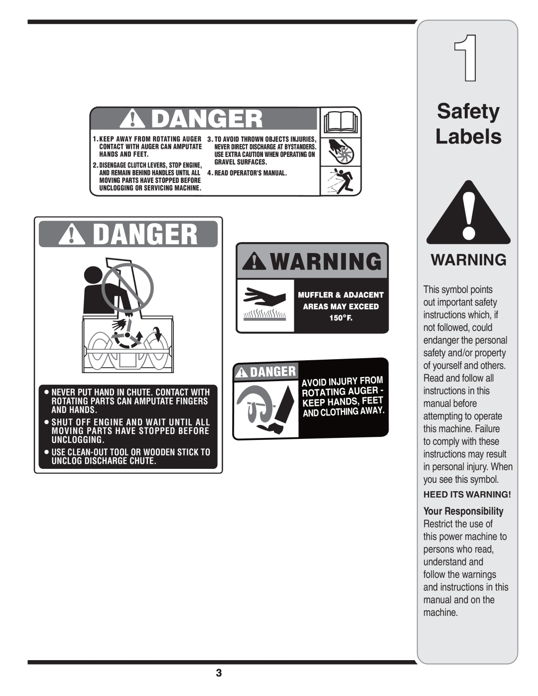 MTD S235 warranty Safety Labels, Heed Its Warning 