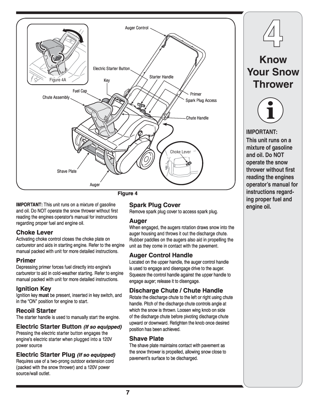 MTD S261, S240, S230, S250, S260 warranty Know Your Snow Thrower 