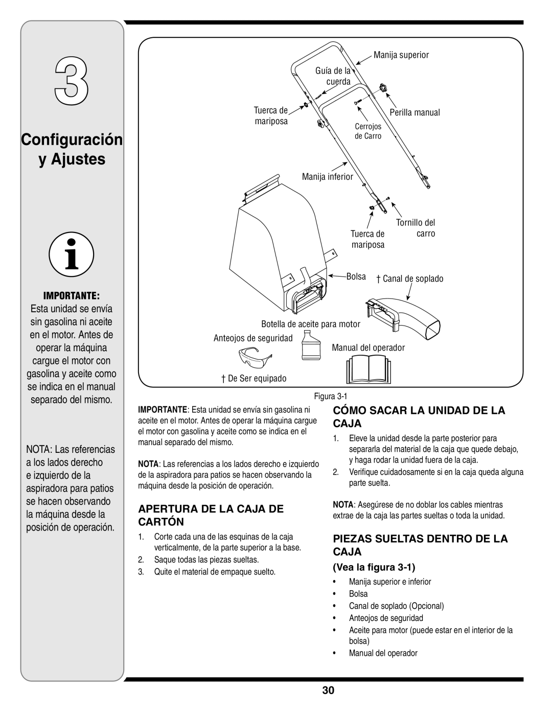 MTD Series 020 warranty Configuración Ajustes, Apertura DE LA Caja DE Cartón, Cómo Sacar LA Unidad DE LA Caja 