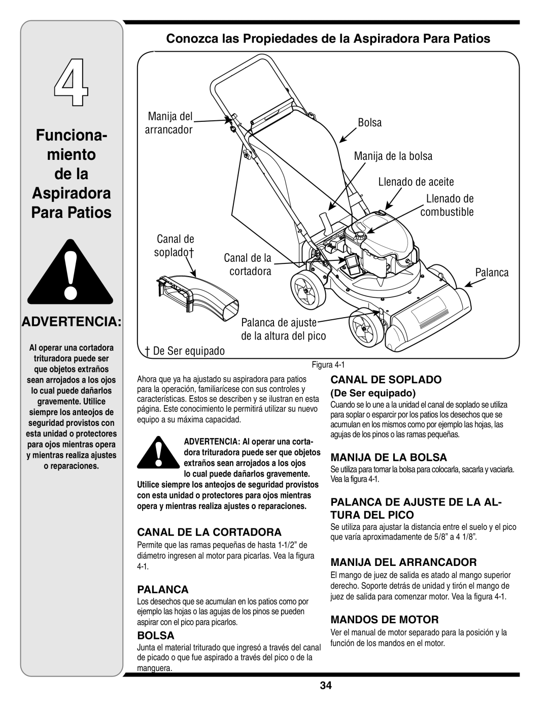 MTD Series 020 warranty Funciona Miento De la Aspiradora Para Patios 