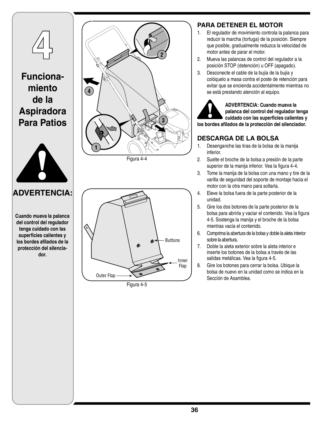 MTD Series 020 warranty Para Detener EL Motor, Descarga DE LA Bolsa 