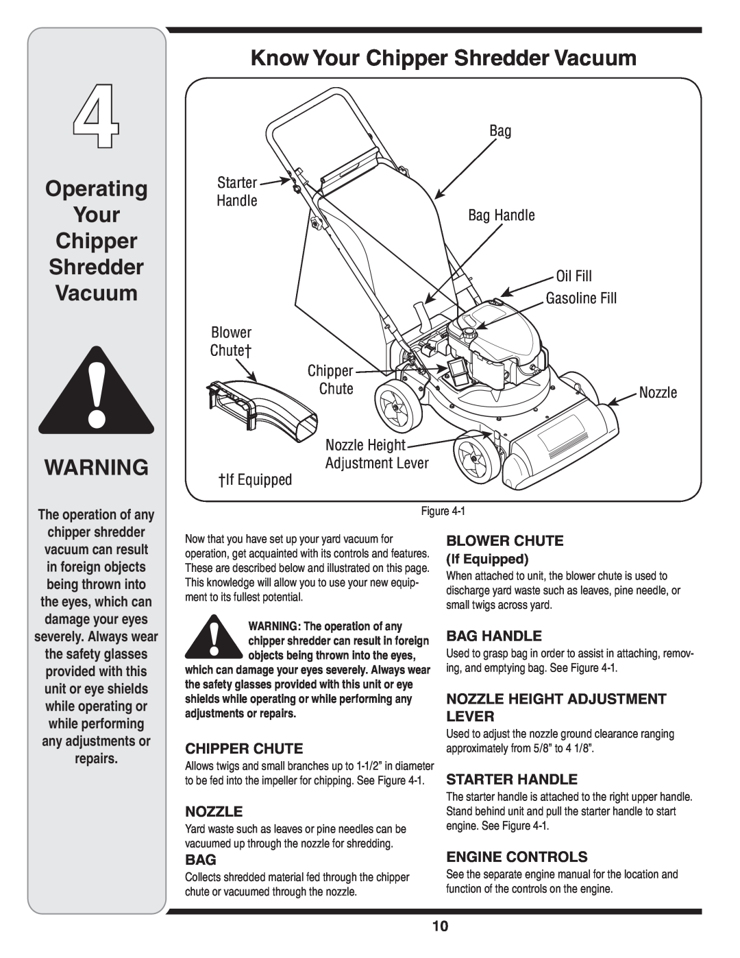 MTD Series 020 warranty Operating Your Chipper Shredder Vacuum, Know Your Chipper Shredder Vacuum 