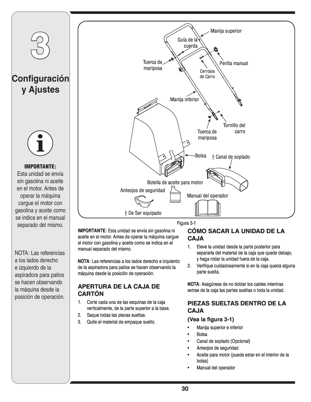 MTD Series 020 warranty Configuración y Ajustes, Apertura De La Caja De Cartón, Cómo Sacar La Unidad De La Caja, Importante 