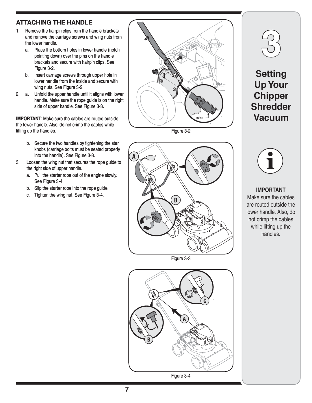 MTD Series 020 warranty Setting Up Your Chipper Shredder Vacuum, Attaching The Handle, C A B 