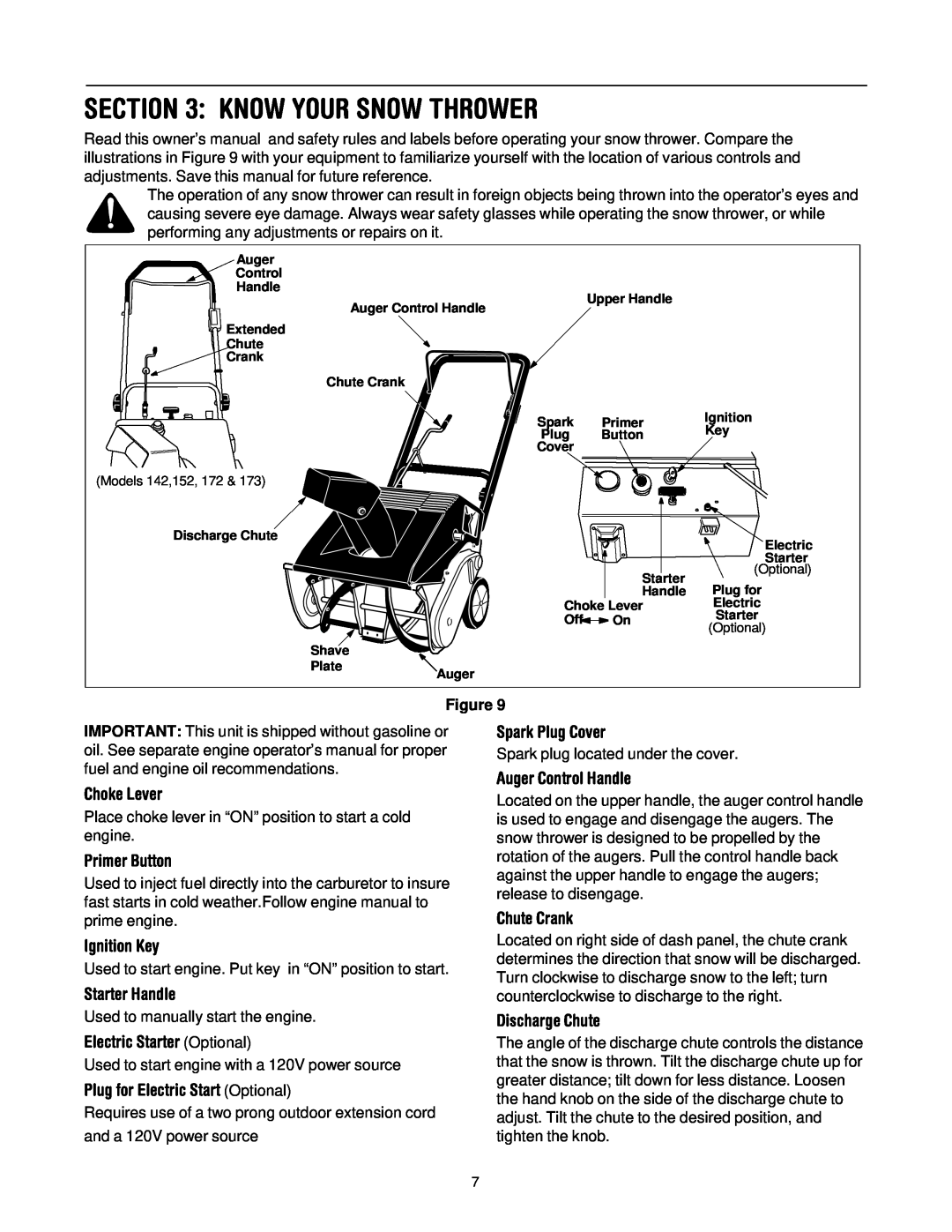 MTD Series 140 through E173 manual Know Your Snow Thrower 