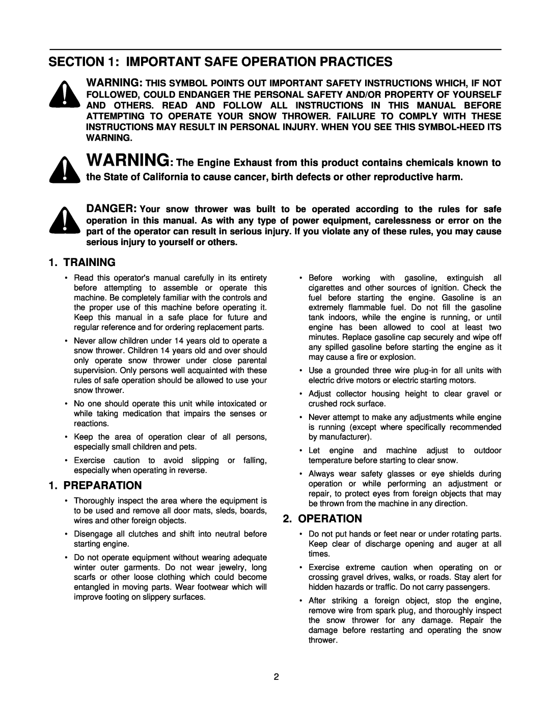 MTD Series 140 thru 152 manual Important Safe Operation Practices, Training, Preparation 