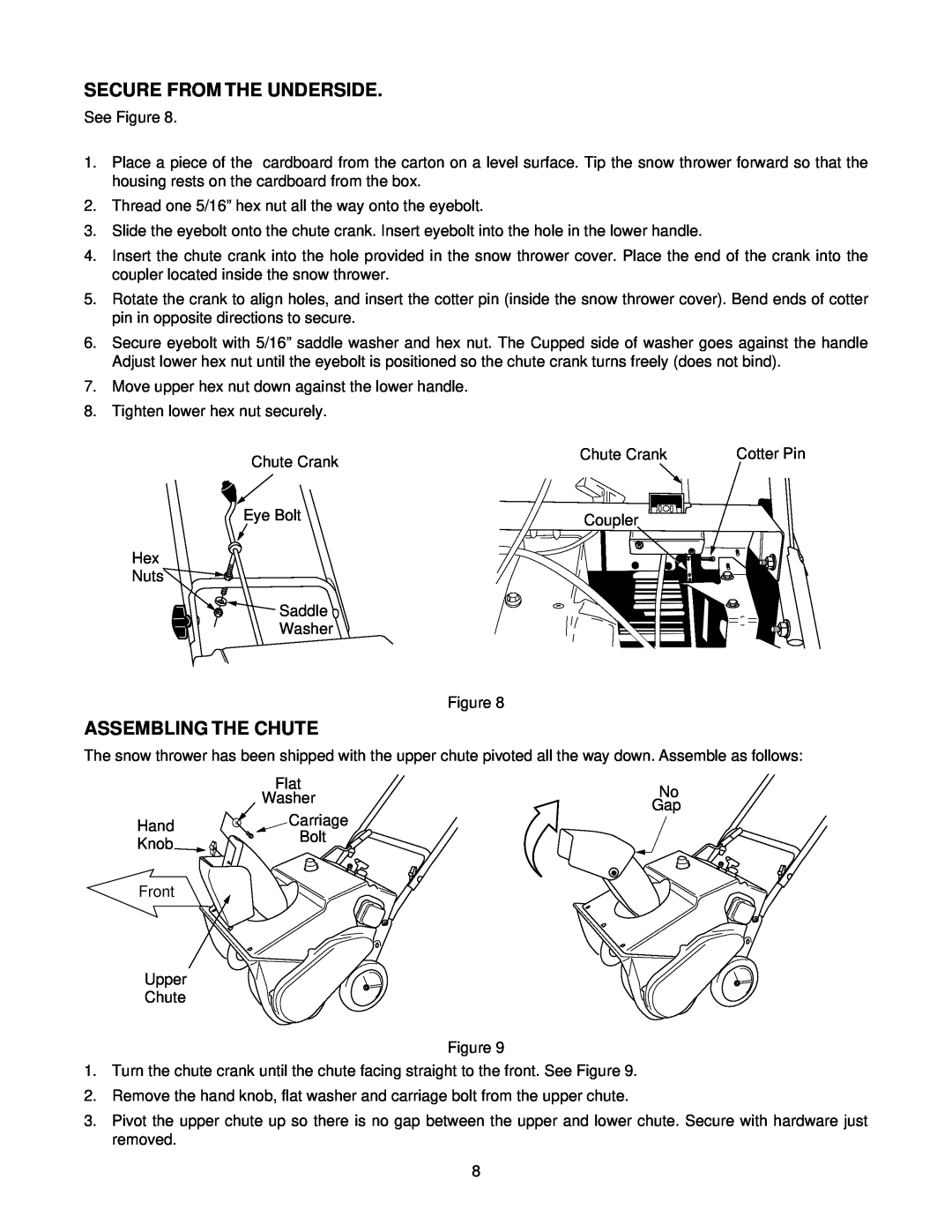 MTD Series 140 thru 152 manual Secure From The Underside, Assembling The Chute 