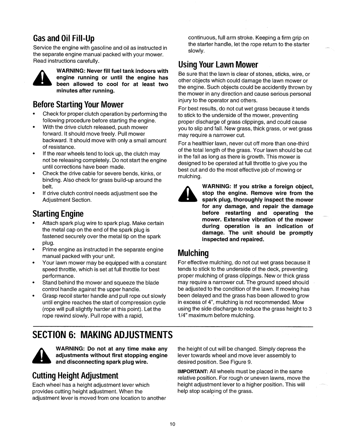 MTD Series 260 Thru 279 manual 