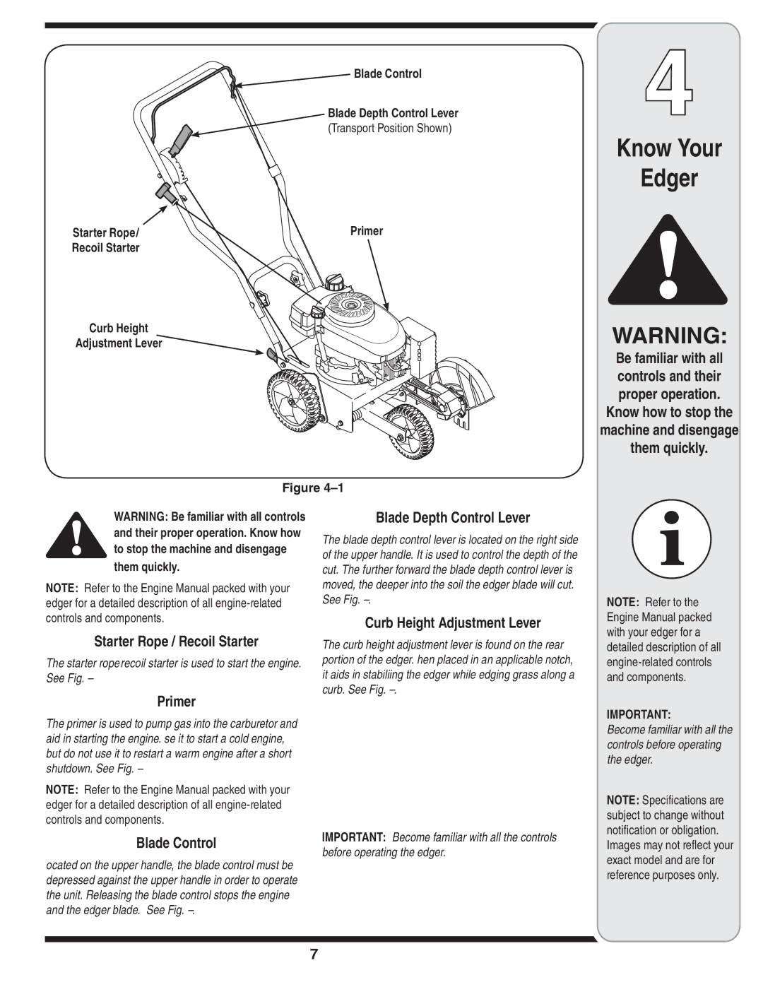 MTD Series 521 warranty Know Your Edger 